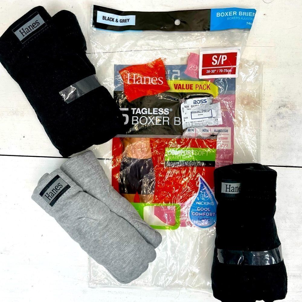 HANES 3 pack Boxer Briefs Small no ride up cool comfort .